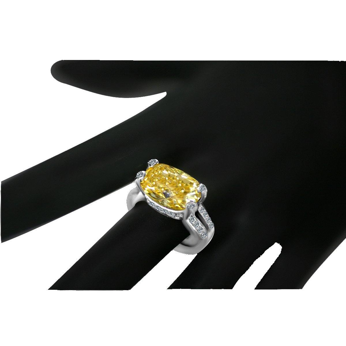 Platinum Plated 8CT Cushion Cut Cubic Zirconia Ring