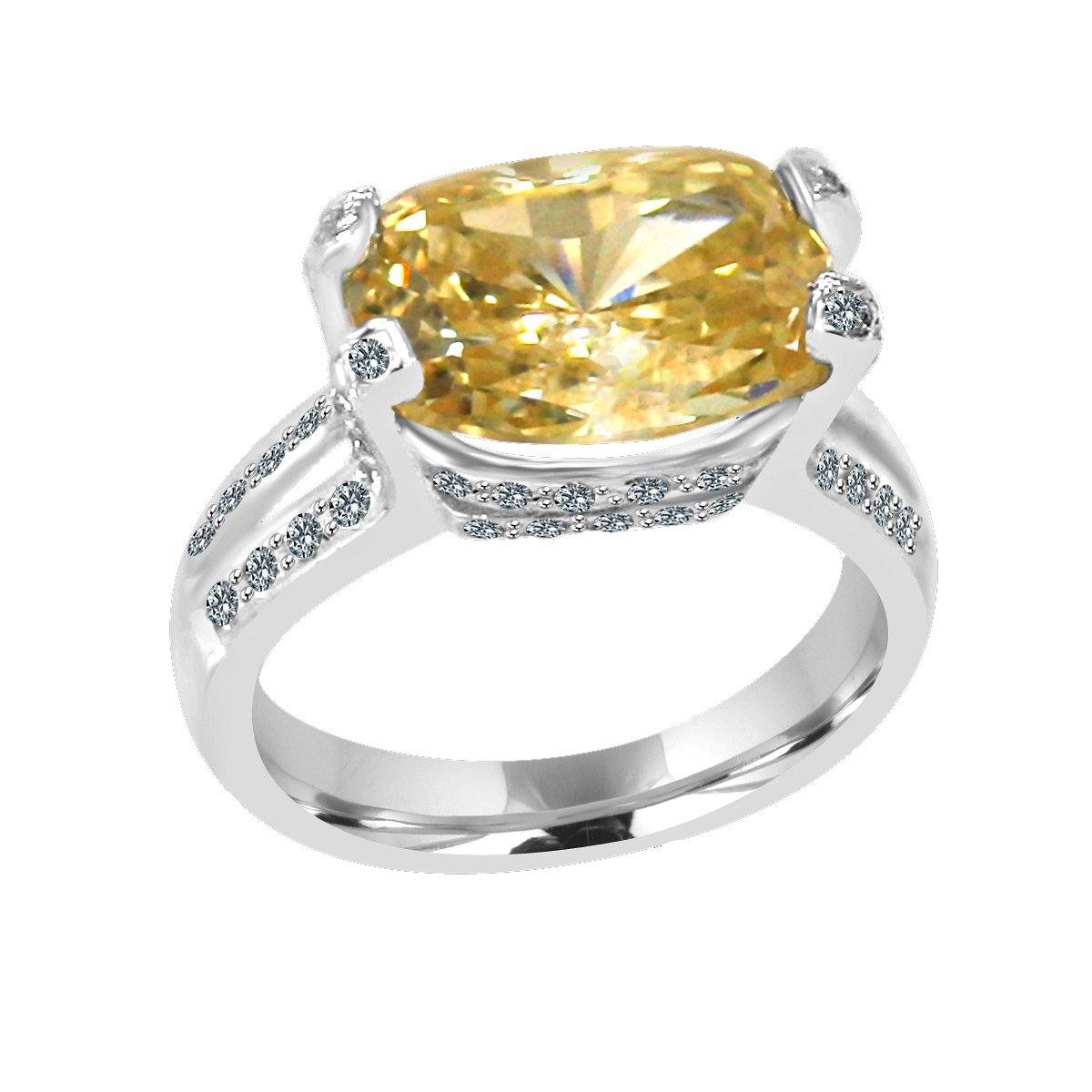 Platinum Plated 8CT Cushion Cut Cubic Zirconia Ring