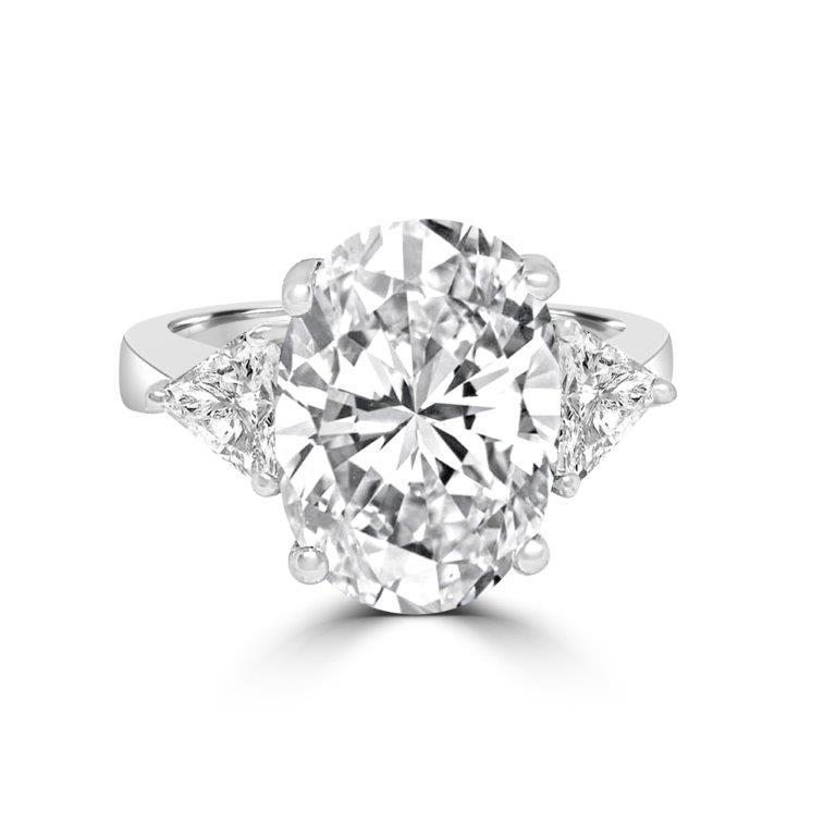 8CT Three Stone Oval Cut Cubic Zirconia Sterling Silver Engagement Ring