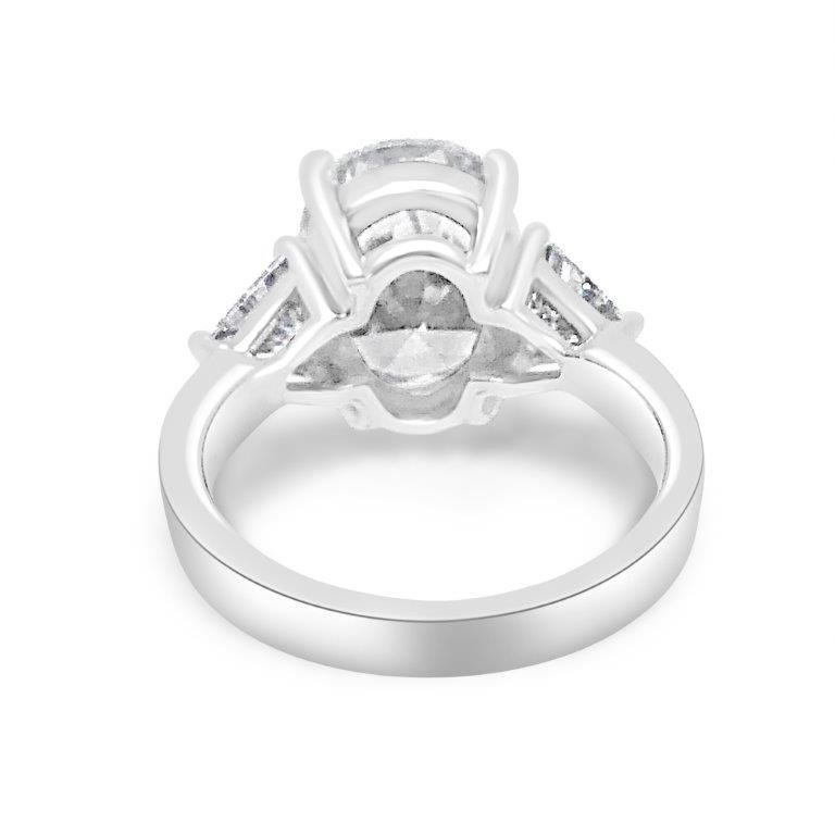 8CT Three Stone Oval Cut Cubic Zirconia Sterling Silver Engagement Ring