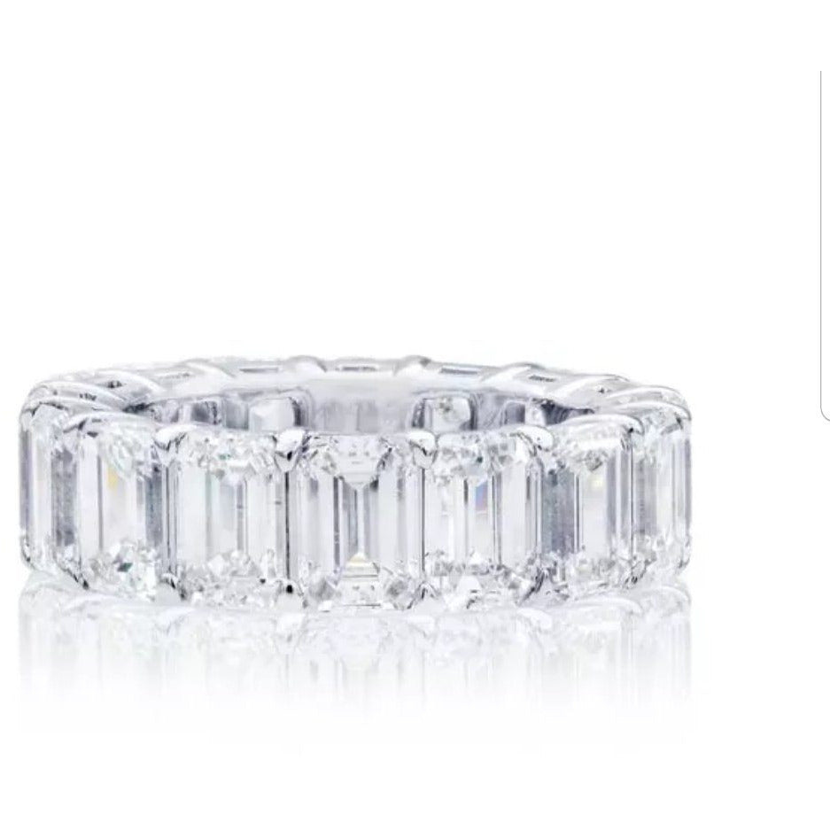 Exquisite 8CT Cubic Zirconia Emerald Cut Eternity Band Ring