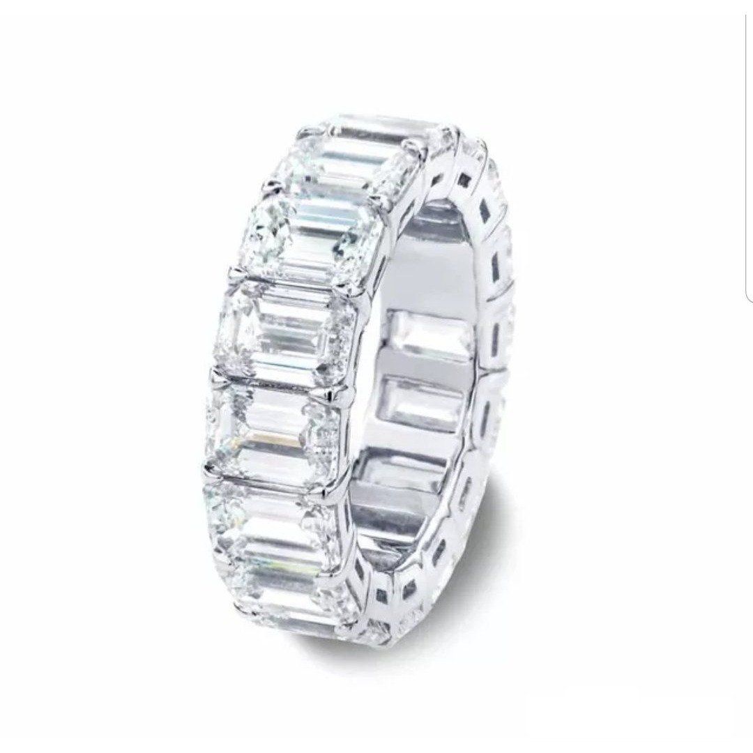 Exquisite 8CT Cubic Zirconia Emerald Cut Eternity Band Ring