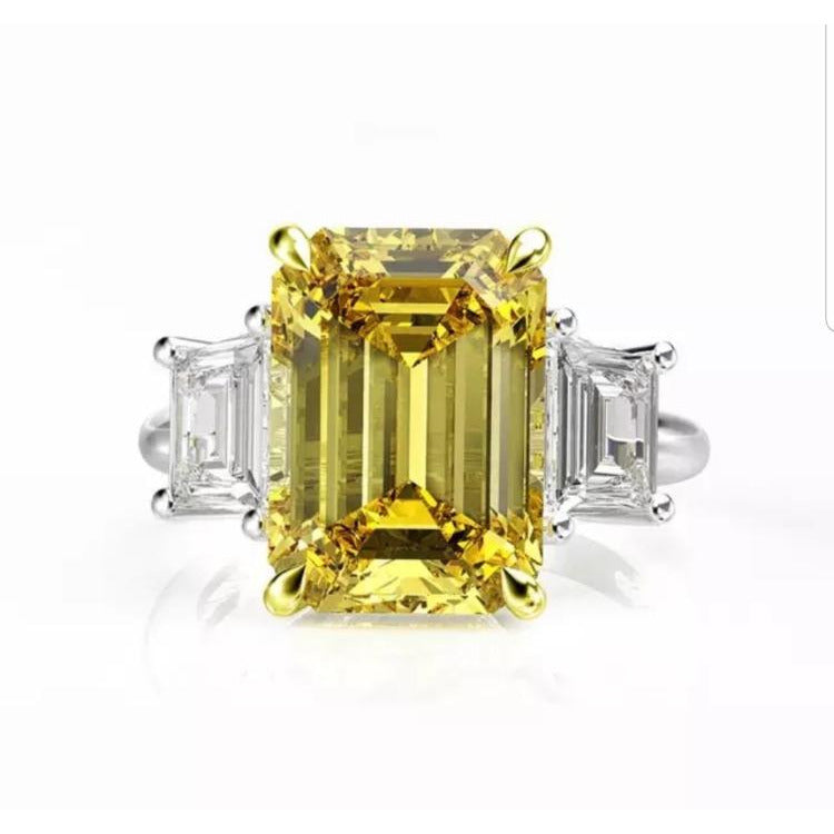 Fascinating 9CT Emerald Cut Cubic Zirconia Ring