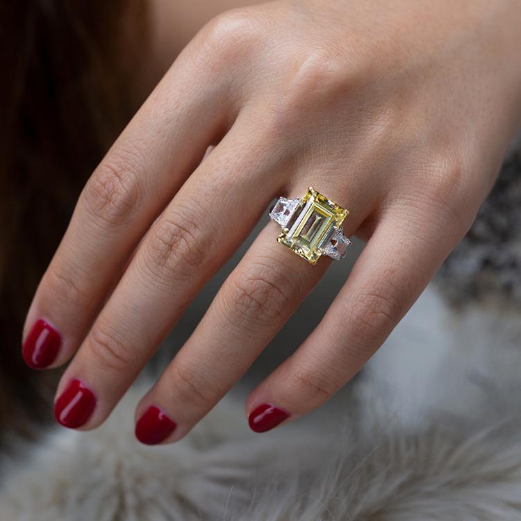 Fascinating 9CT Emerald Cut Cubic Zirconia Ring