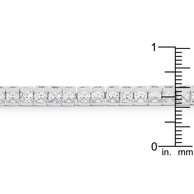Princess Cubic Zirconia Platinum Plated Tennis Bracelet