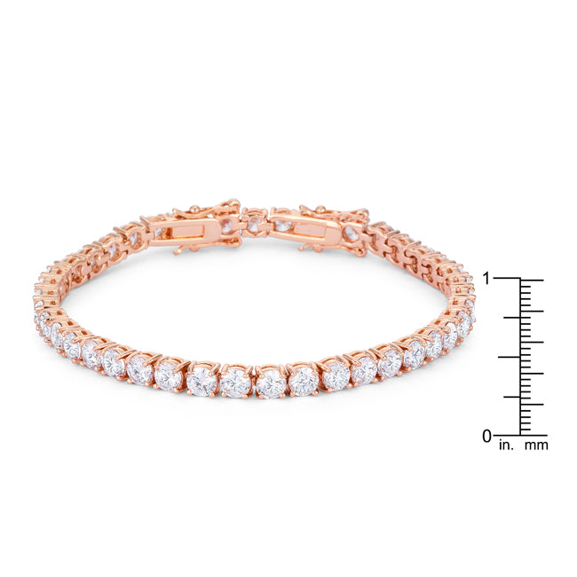 Gorgeous 17.6 Ct Rosegold Tennis Bracelet with Shimmering Round CZ