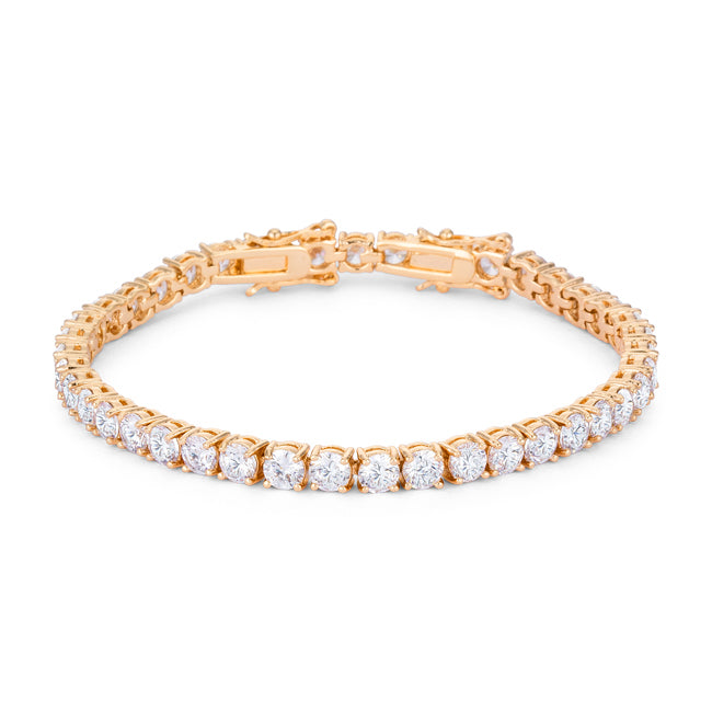 Lovely 17.6CT Gold Plated Tennis Bracelet with Shimmering Round CZ