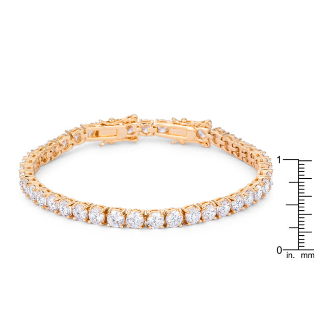 Lovely 17.6CT Gold Plated Tennis Bracelet with Shimmering Round CZ