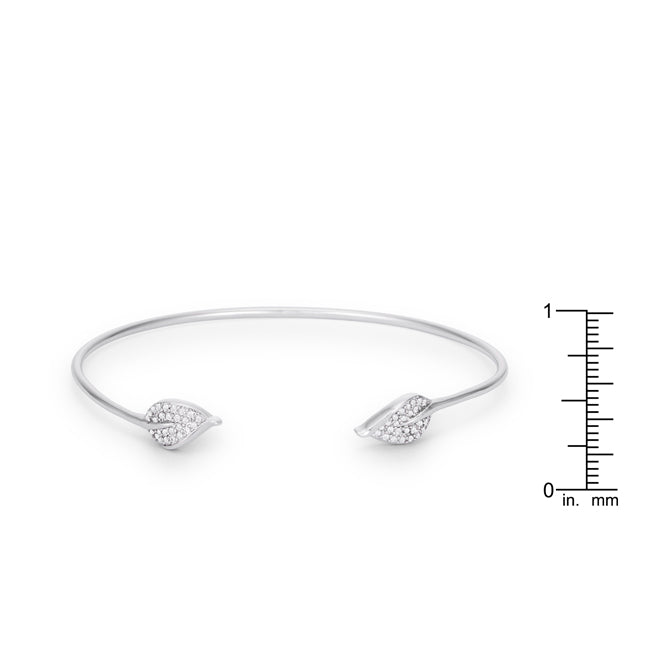 Trendy Rhodium Bracelet Clear Pave Cubic Zirconia