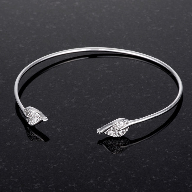 Trendy Rhodium Bracelet Clear Pave Cubic Zirconia