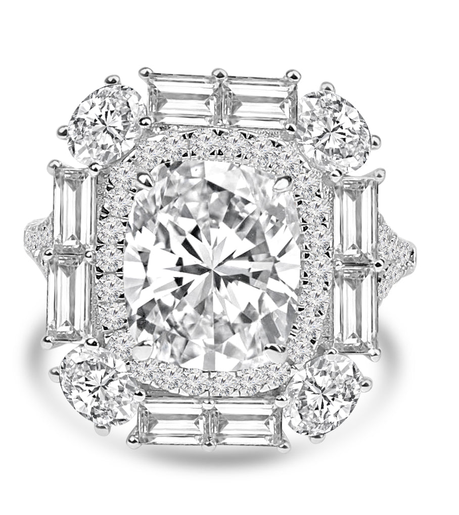 Cocktail Cushion Cut Cubic Zirconia Ring 5CT or 12CT