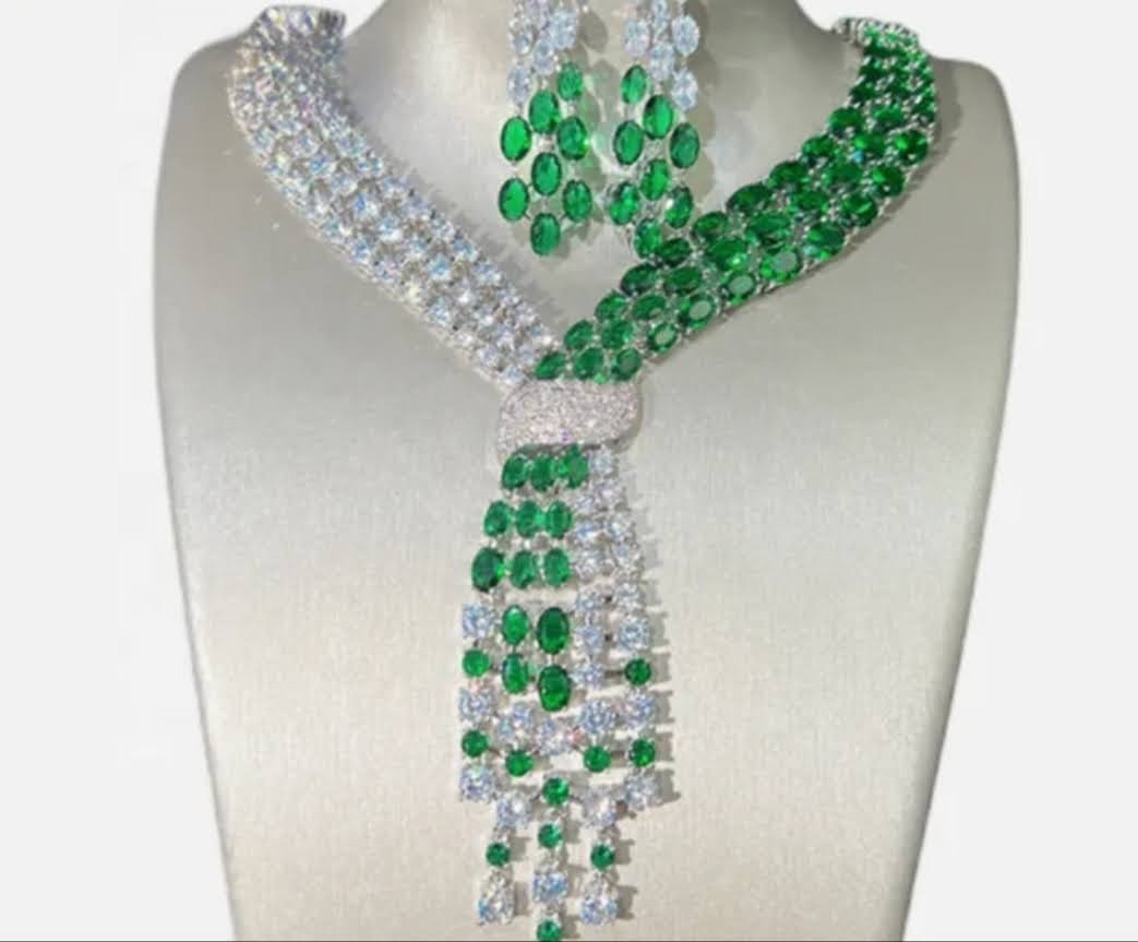 Statement Couture Necklace & Earring Cubic Zirconia Set