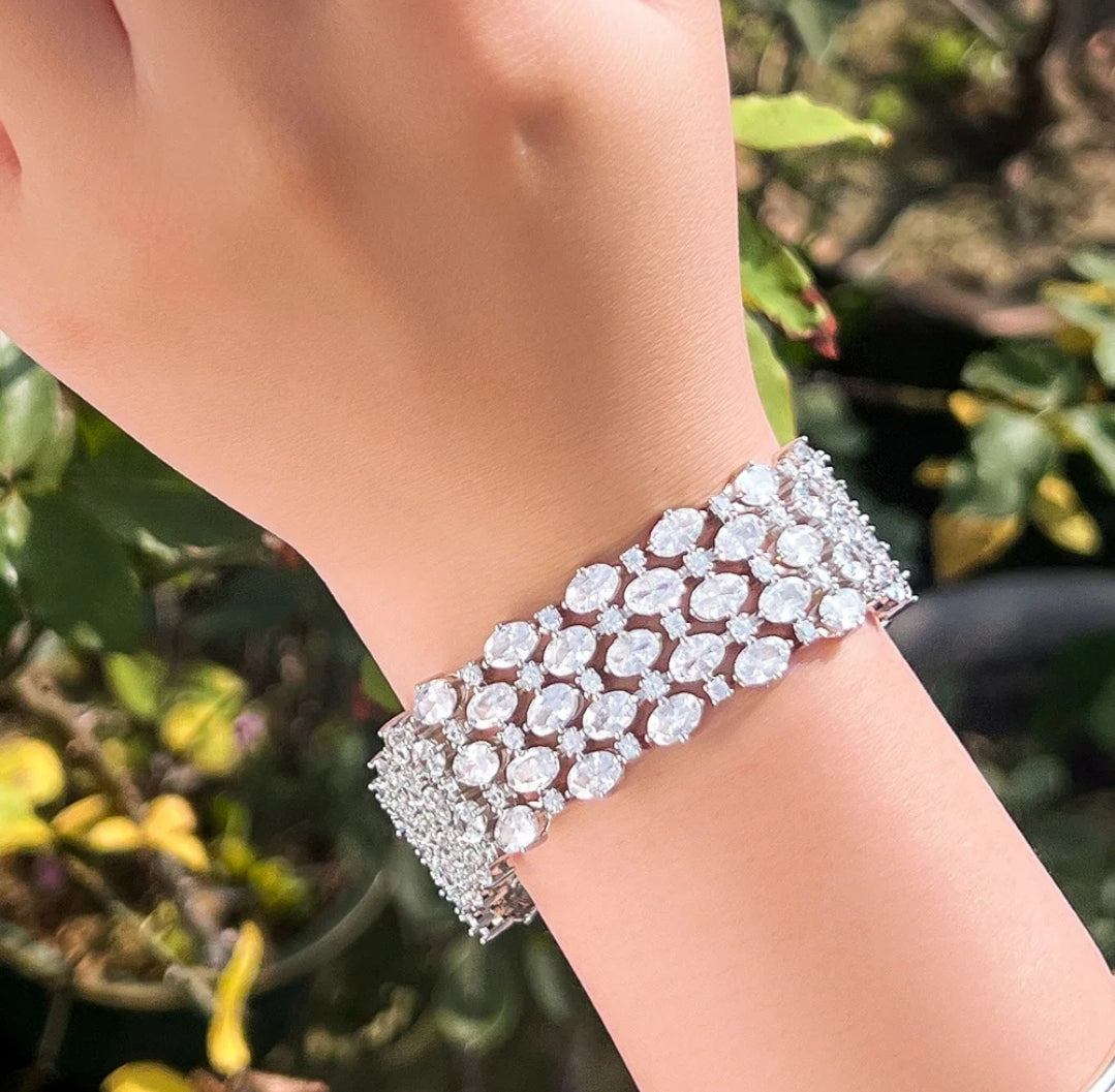 Cubic Zirconia Couture Wide Bracelet
