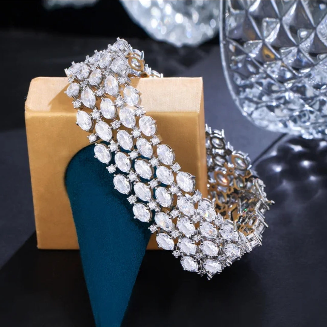 Cubic Zirconia Couture Wide Bracelet