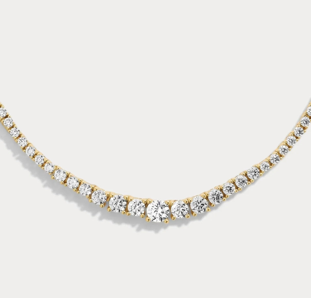 Radiant Cubic Zirconia Graduated Tennis Necklace