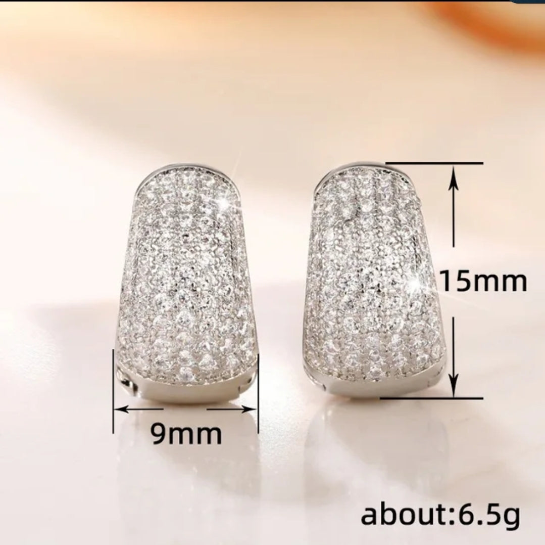 Micro Pave Cubic Zirconia Tiny Huggies Earrings