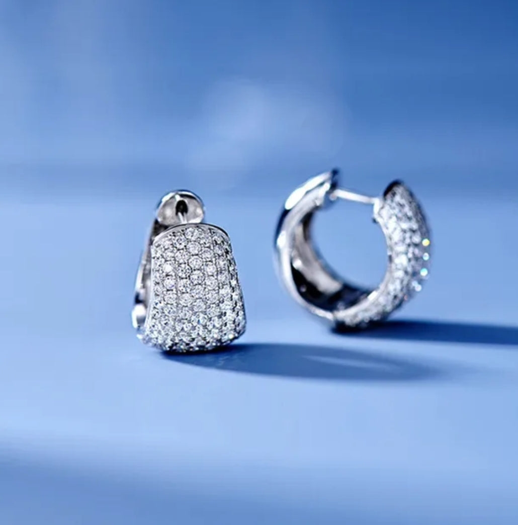 Micro Pave Cubic Zirconia Tiny Huggies Earrings
