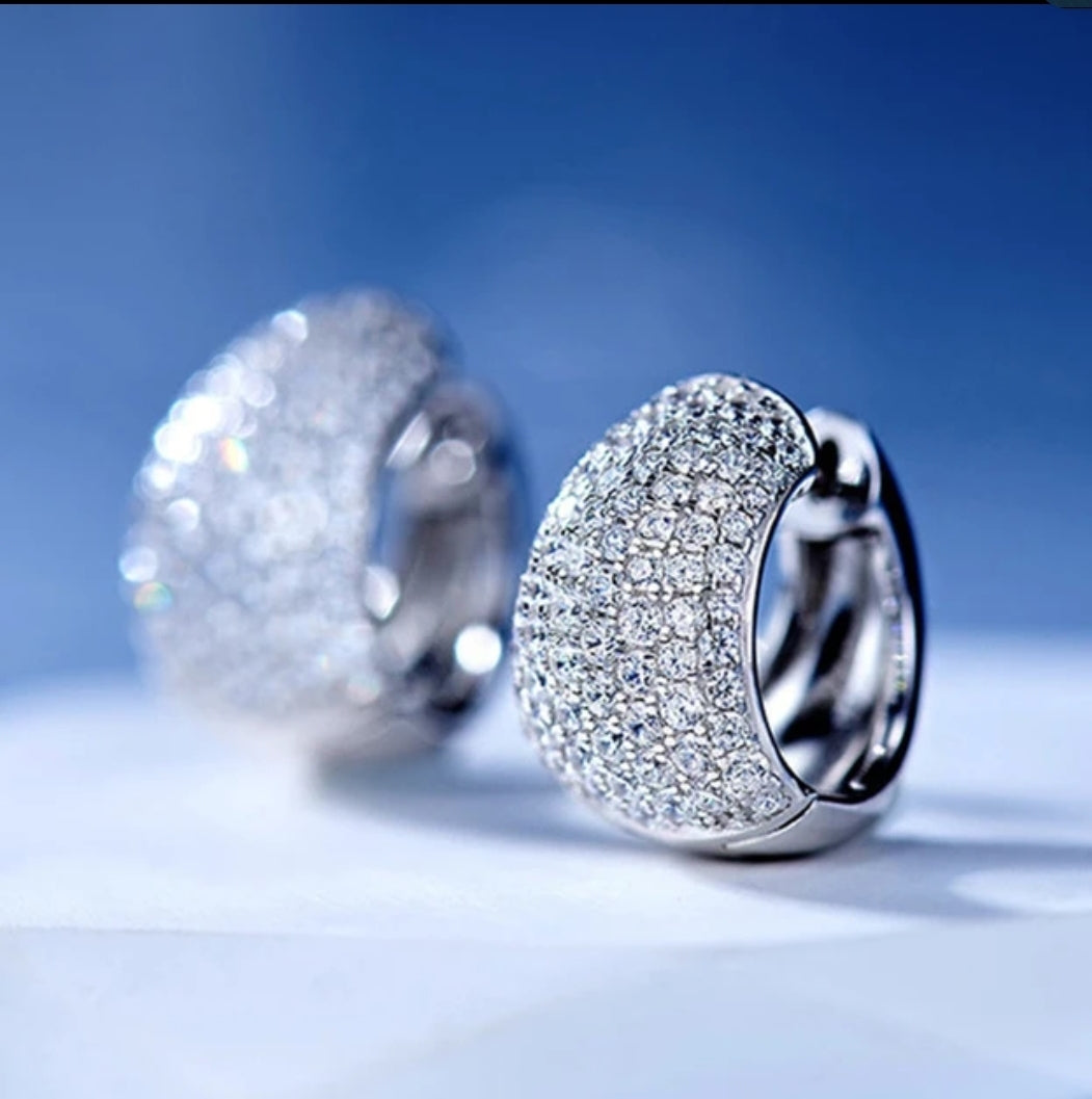 Micro Pave Cubic Zirconia Tiny Huggies Earrings