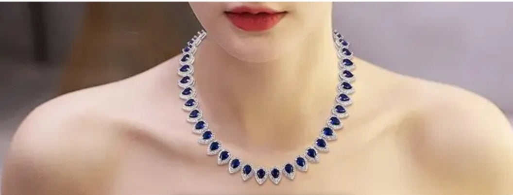 Cubic Zirconia Pear Shape Statement Necklace