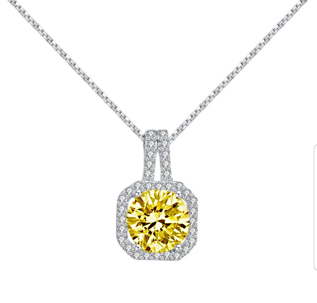 Exquisite 2CT Round Cubic Zirconia Pendant Necklace