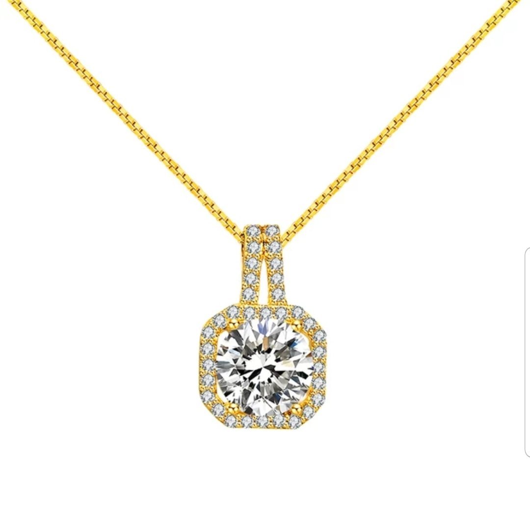 Exquisite 2CT Round Cubic Zirconia Pendant Necklace