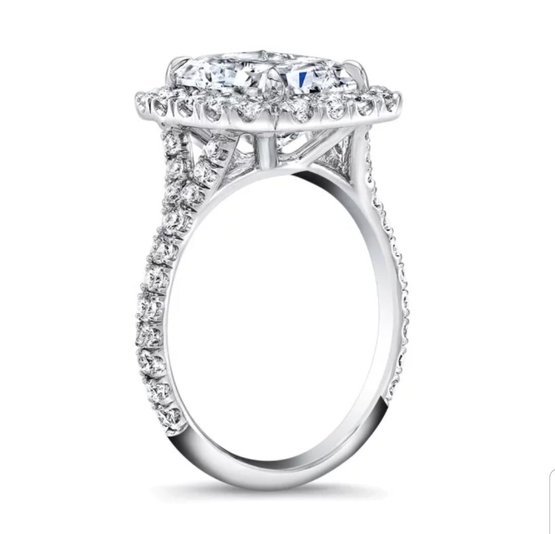 Sterling Silver 5CT Radiant Cushion Cut Cubic Zirconia Ring