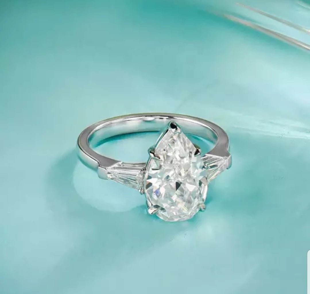 6CT Pear Cubic Zirconia Engagement Ring