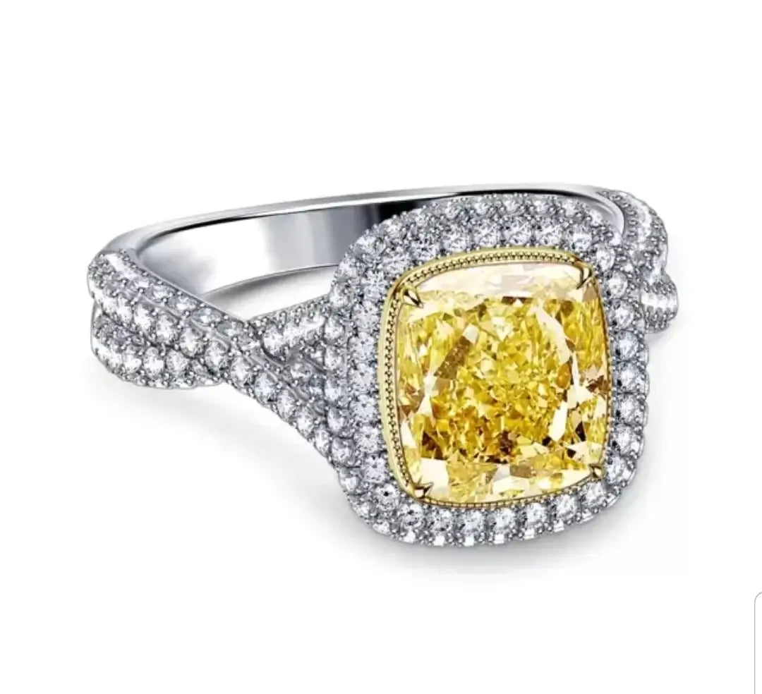 Sterling Silver 5CT Cushion Cut Cubic Zirconia Ring