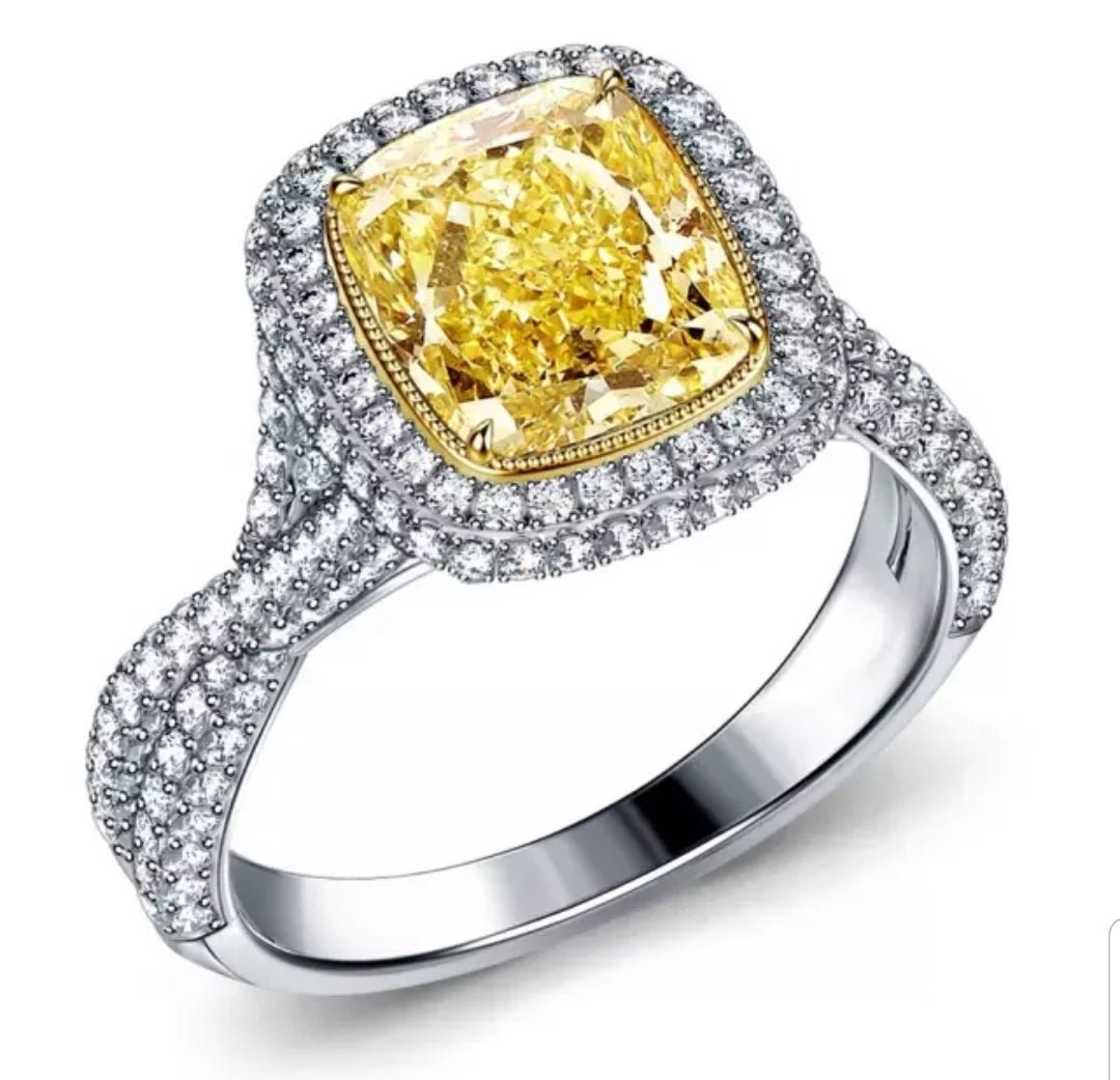 Sterling Silver 5CT Cushion Cut Cubic Zirconia Ring
