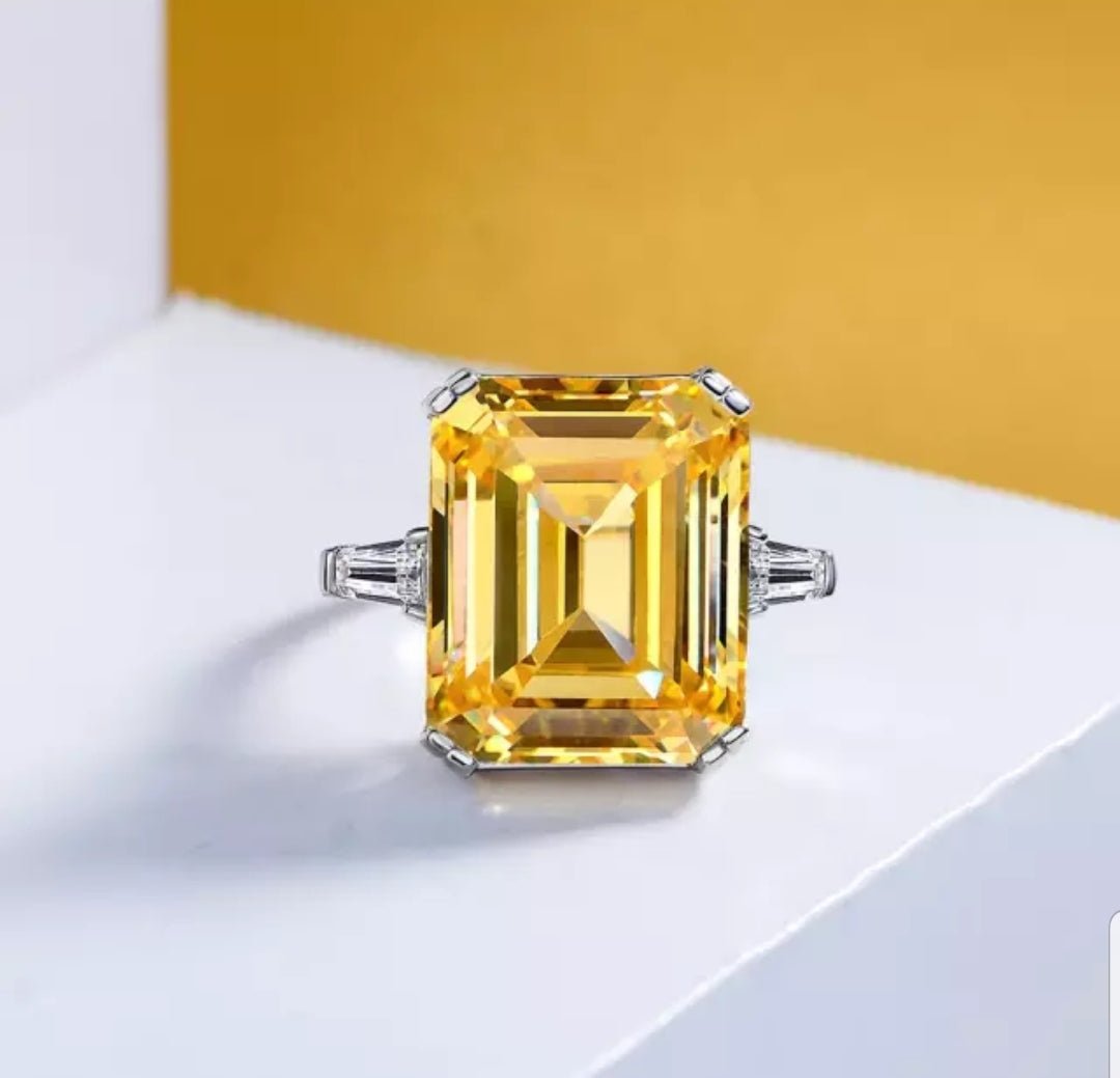Elegant Emerald Cut Cubic Zirconia Engagement Ring
