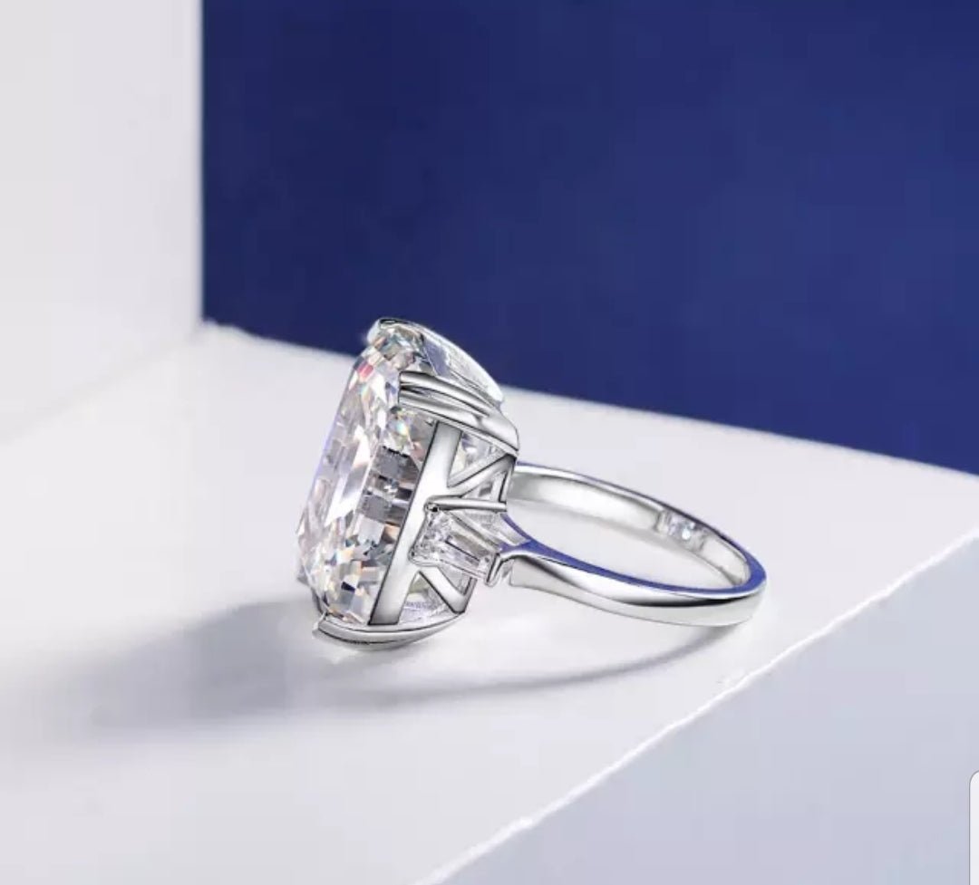 Elegant Emerald Cut Cubic Zirconia Engagement Ring