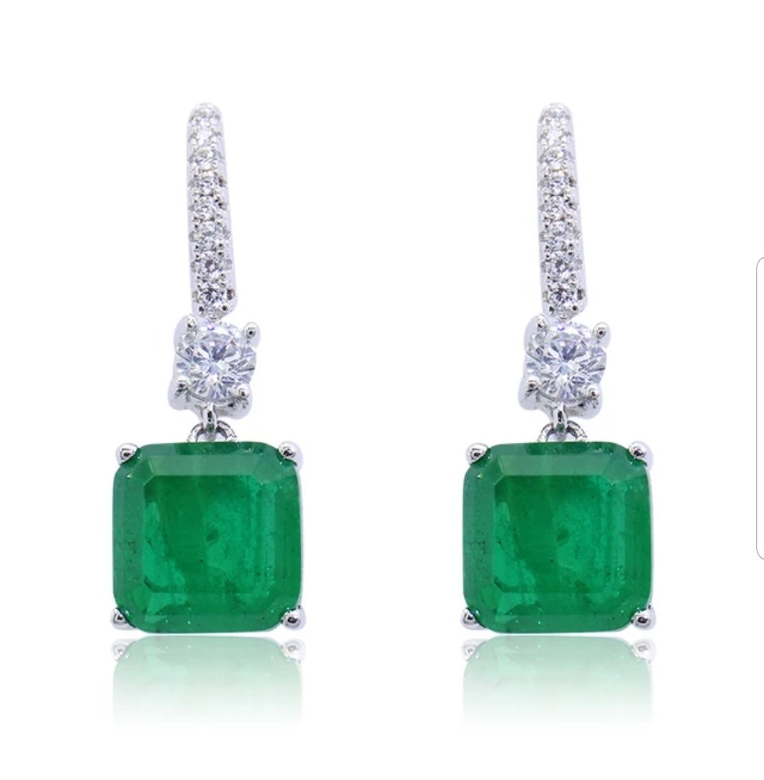10CT Asscher Cut Cubic Zirconia Drop Earrings