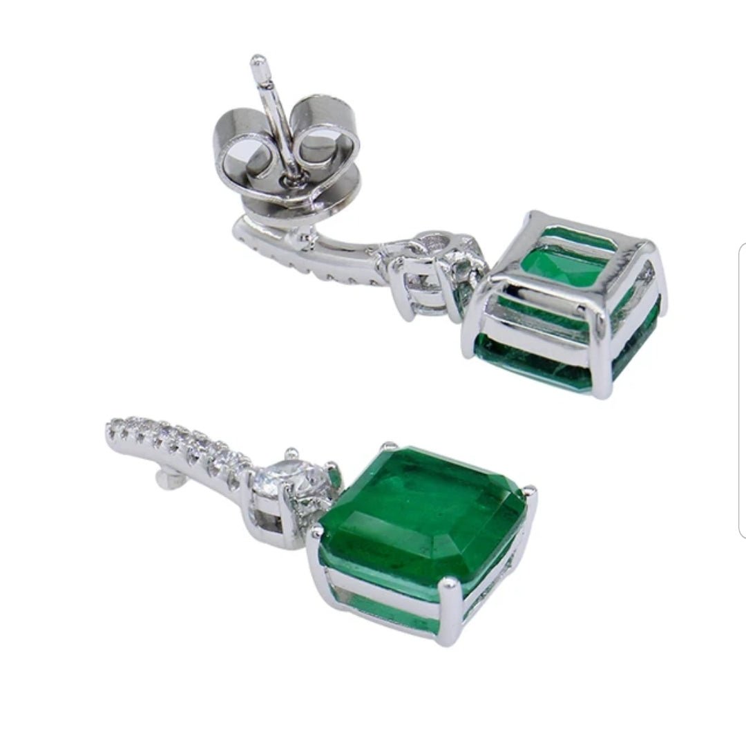 10CT Asscher Cut Cubic Zirconia Drop Earrings