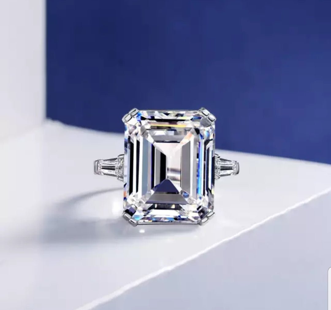 Elegant Emerald Cut Cubic Zirconia Engagement Ring