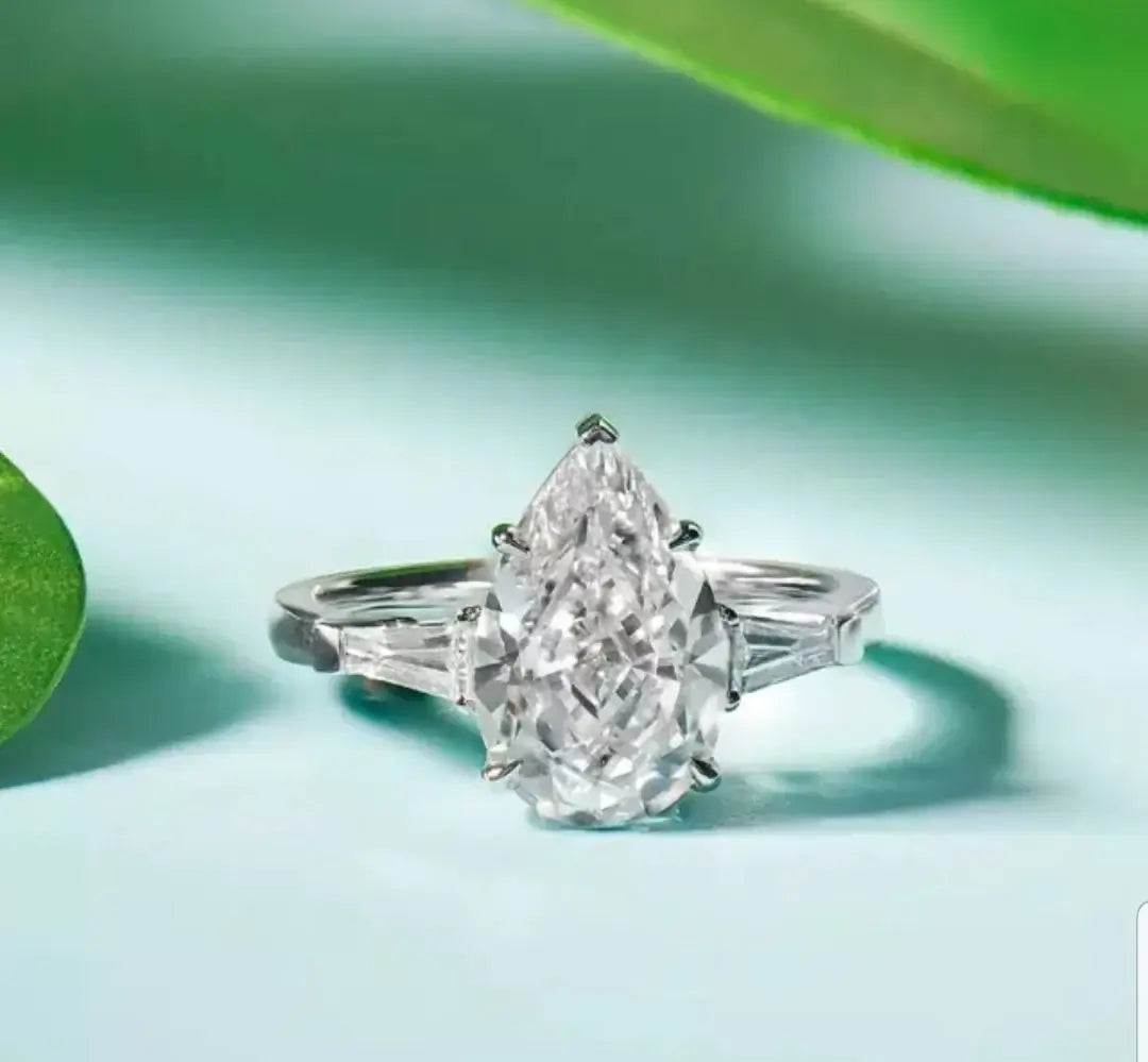 6CT Pear Cubic Zirconia Engagement Ring