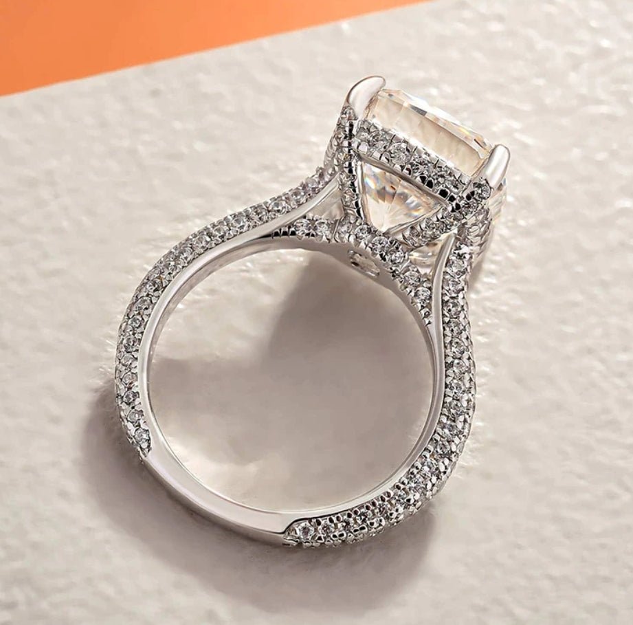 Gorgeous Cushion Cut Cubic Zirconia Sterling Silver 5CT Engagement Ring