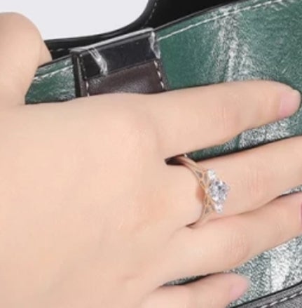 Two Tone 1CT Cubic Zirconia Solitaire Engagement Ring