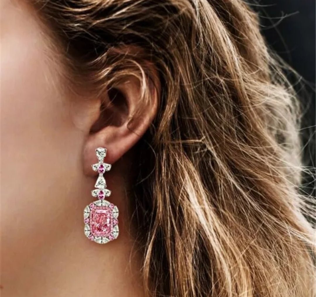 Radiant 10CT Cubic Zirconia Sterling Silver Dangle Drop Earrings