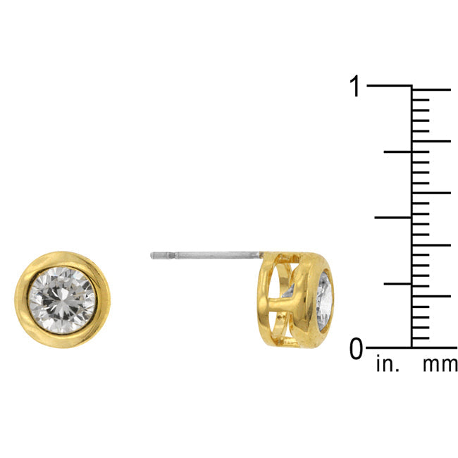 Gold Bezel 5.7mm Classic Stud Earrings