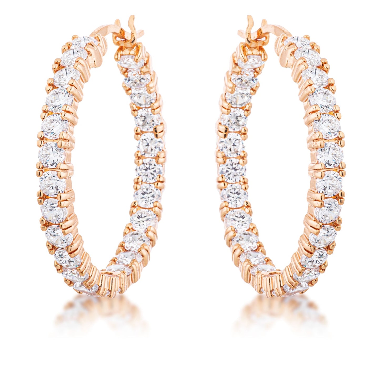 Inside Out Rose Gold Plated CZ Hoop Earrings