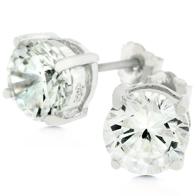 Clear Silver Round Studs 6.25mm Earrings
