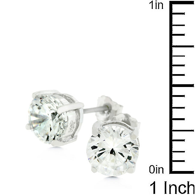 Clear Silver Round Studs 6.25mm Earrings