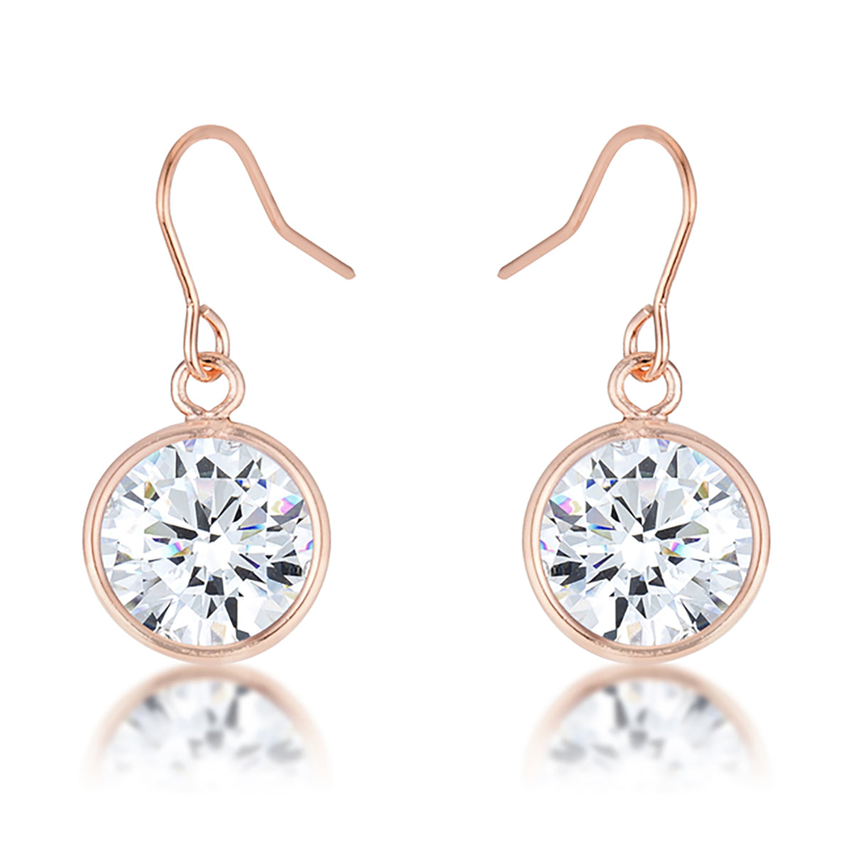 Classic 5.5 Ct Rose Gold CZ Drop Earrings