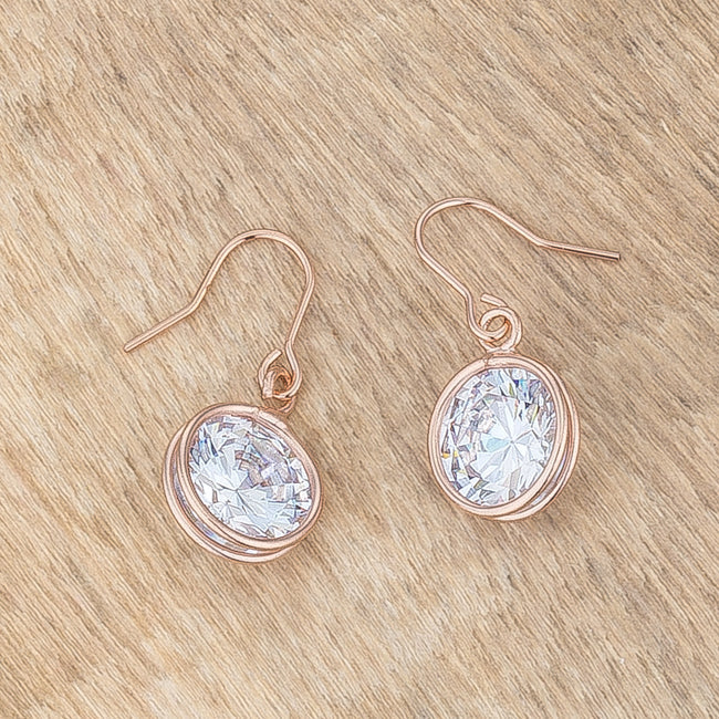 Classic 5.5 Ct Rose Gold CZ Drop Earrings