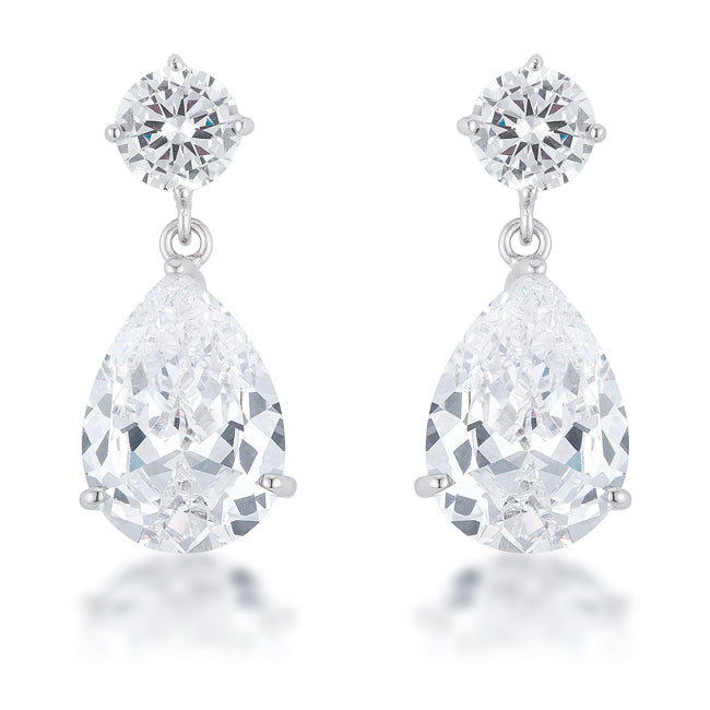 Shimmering CZ Teardrop Dangle Earrings