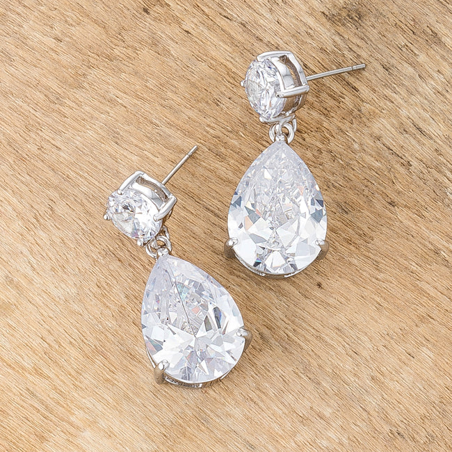 Shimmering CZ Teardrop Dangle Earrings
