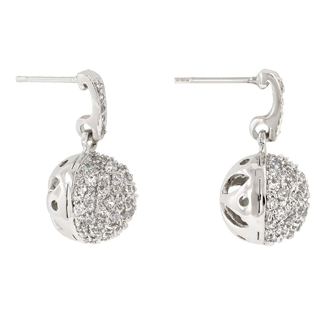Pave CZ Ball Dangle Earrings