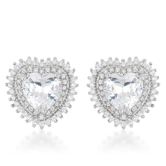 Halo Heart Stud Earrings