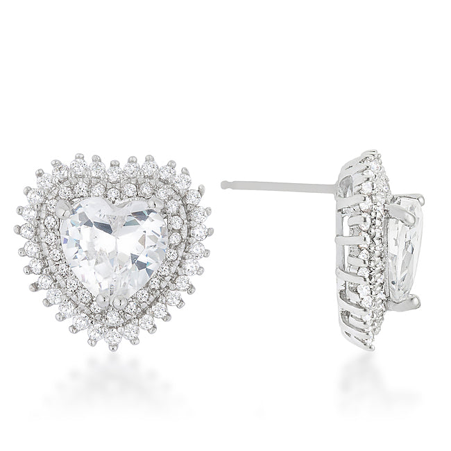 Halo Heart Stud Earrings