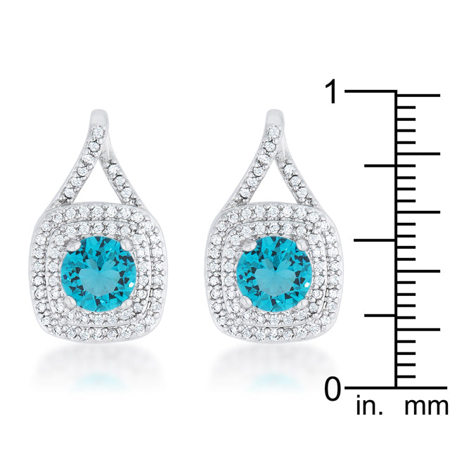 Classic 2.3ct Aqua CZ Rhodium Classic Drop Earrings